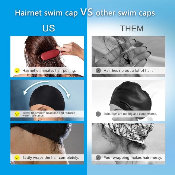 Unisex Swim Cap for Long Hair PU Fabric Hairnet Swimming Caps Anti-Slip - Picture 2 of 6
